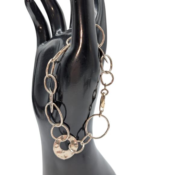 Silpada 925 Sterling Silver Hammered Circle Loopy Chain Bracelet - Picture 2 of 7
